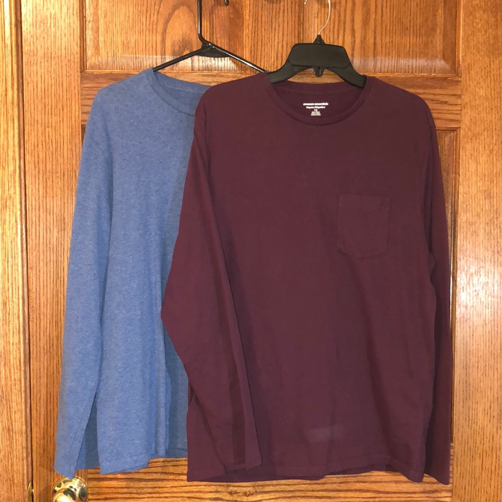 Amazon Essentials Blue and Red Long Sleeve Tees